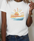 Women's Sun Print Casual Versatile Round Neck Short Sleeve T-Shirt